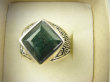bpee4026 UNISEX DUŻY MĘSKI lub damski SYGNET Pierścień Pierścionek Szmaragd Indyjski Szmaragdy r.29 DUŻY ROZMIAR Srebro 925 # - 6