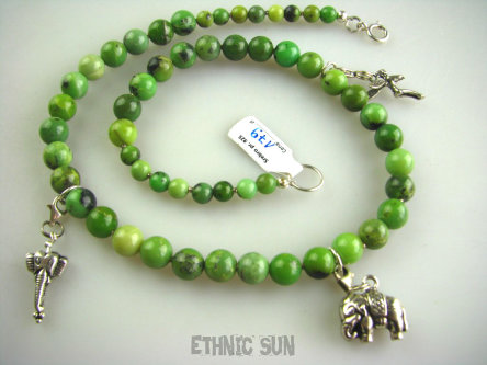 an1413 Tak inny tak ciekawy Figlarny Naszyjnik  SZCZĘŚLIWE SŁONIE  z zawieszkami CHARMS CHRYZOPRAZ Srebro