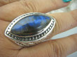 bpe5840 Masywny granatowy niebieski GIGANT 24 GRAMY !!  Duży Pierścień Labradoryt Spektrolit kamień Zorzy Polarnej r.22/r.23 Srebro 925 # - 2