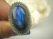 bpe7001 Czarodziejsko Piękny Orientalny Pierścień Niebieski Labradoryt Spektrolit - kamień Zorzy Polarnej r.20 Srebro 925 # - 7