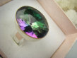 bpee4696 Śliczny Duży kamień TĘCZOWY Pierścionek PIERŚCIEŃ WIELOBARWNY MYSTIC TOPAZ r.17/ r.18 lśniące Srebro 925 # - 2