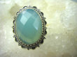 bpee3237 CACUSZKO Pierścień szlifowany niebieski Chalcedon (tarczyca) CZAKRA GARDŁA r.15 Srebro 925 # - 6