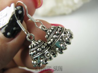 bke1262 Egzotyczne Unikatowe Kolczyki Całe ze Srebra z kuleczkami przepiękne SREBRO 925 BOLLYWOOD 