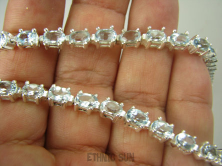 bb3153 Bransoletka Tenisówka Klejnot BOSKO PIĘKNA LUX SKARB Delikatna Bransoleta Szlifowany Blue Topaz ( 25 sztuk ) - kamień młodości kasetowe zapięcie SREBRO 925 #