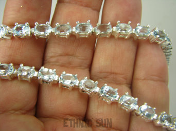 bb3153 Bransoletka Tenisówka Klejnot BOSKO PIĘKNA LUX SKARB Delikatna Bransoleta Szlifowany Blue Topaz ( 25 sztuk ) - kamień młodości kasetowe zapięcie SREBRO 925 #