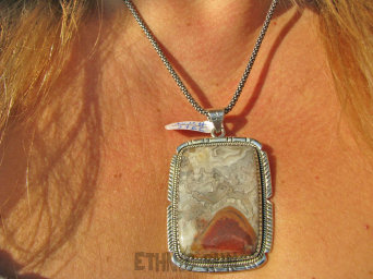 bwe3766 Piękny OLBRZYM Unikat Duży Prostokąt Wisior Zawieszka 6.8 cm i 32 gramy KOJĄCA moc natury JASPIS KRAJOBRAZOWY Srebro 925 #