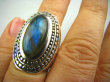 bpe2455 SKÓRA WĘŻA !!!! WYBITNY  Biżuteria Orientalna - Niezwykły OKAZ Pierścień Labradoryt Spektrolit kamień Zorzy Polarnej r.13/r.14 Srebro 925 # - 5
