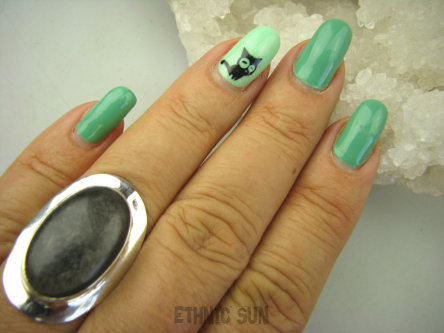 bpe8371 Cudowny Pierścionek Pierścień OBSYDIAN CZARNY - chroni przed zawiścią, „złym spojrzeniem” i przed pechem r.17 Srebro 925 #