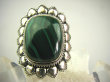 bpe4522 Orientalny Piękny WIELKI Kwiat !!! Cudowny MALACHIT W ORIENTALNEJ OPRAWIE -  Pierścień MALACHIT - pobudza kreatywność r.15 Srebro 925 # - 4