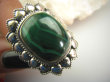 bpe4522 Orientalny Piękny WIELKI Kwiat !!! Cudowny MALACHIT W ORIENTALNEJ OPRAWIE -  Pierścień MALACHIT - pobudza kreatywność r.15 Srebro 925 # - 5