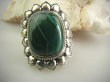 bpe4522 Orientalny Piękny WIELKI Kwiat !!! Cudowny MALACHIT W ORIENTALNEJ OPRAWIE -  Pierścień MALACHIT - pobudza kreatywność r.15 Srebro 925 # - 7