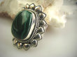 bpe4522 Orientalny Piękny WIELKI Kwiat !!! Cudowny MALACHIT W ORIENTALNEJ OPRAWIE -  Pierścień MALACHIT - pobudza kreatywność r.15 Srebro 925 # - 8