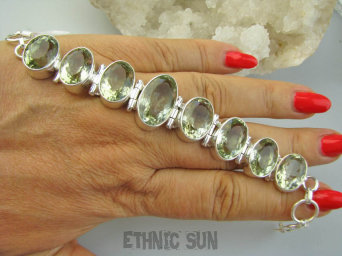 bb3847 Luksusowa DUŻA 44 gramy !!!  BOSSSKA RZADKOŚĆ  duże okazy kamieni  Bransoleta Bransoletka Unikat RZADKI kamień ZIELONY AMETYST 8 sztuk Srebro 925 #