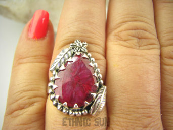 bpee4222 Czarodziejsko Piękny CUDOWNY Pierścień Pierścionek Rubin Indyjski w orientalnej oprawie Rubiny r.17 Srebro 925 #