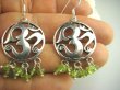 bkee730 Ochrona i Ozdoba Piękne eleganckie duże 5cm szerokie Kolczyki  Święty Symbol OM Amulet szlifowany Oliwin Perydot SREBRO 925 - 4