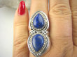 bpe8947 Orientalna Piękność Długi 3.9 cm cudownie zdobiony Pierścień Królewski Lapis Lazuli - strażnik prawdy i mądrości r.17 Srebro 925 # - 3