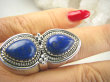 bpe8947 Orientalna Piękność Długi 3.9 cm cudownie zdobiony Pierścień Królewski Lapis Lazuli - strażnik prawdy i mądrości r.17 Srebro 925 # - 4