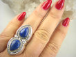bpe8947 Orientalna Piękność Długi 3.9 cm cudownie zdobiony Pierścień Królewski Lapis Lazuli - strażnik prawdy i mądrości r.17 Srebro 925 # - 6