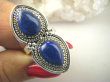 bpe8947 Orientalna Piękność Długi 3.9 cm cudownie zdobiony Pierścień Królewski Lapis Lazuli - strażnik prawdy i mądrości r.17 Srebro 925 # - 8