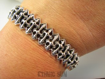 bb3796 Delikatna ażurowa 27/28 gramów !!! Otwarta Zdobiona Bransoleta Bransoletka Bangla Cała ze SREBRA oksydowane Srebro 925 #