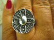 bpe3354 SŁONECZNY KWIAT !!! DUŻY Orientalny Pierścień Cały ze Srebra r.13,5 Oksydowane SREBRO 925 - 6