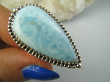 bpe9604 Bosko Piękny Długi 3.9 cm Skarb Pierścień Pierścionek Rzadki Larimar (kamień Anielski ) - stawy, serce lęki, otwiera czakrę gardła r.18 Srebro 925 # - 8
