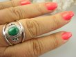 bpe9092 Finezyjny Ażurowy Pierścień Pierścionek podwójna obrączka naturalny Malachit r.25/ r.26  ale i r.24 będzie dobry(duży rozmiar) Srebro 925 # - 2
