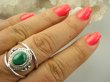 bpe9092 Finezyjny Ażurowy Pierścień Pierścionek podwójna obrączka naturalny Malachit r.25/ r.26  ale i r.24 będzie dobry(duży rozmiar) Srebro 925 # - 5