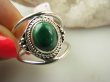 bpe9092 Finezyjny Ażurowy Pierścień Pierścionek podwójna obrączka naturalny Malachit r.25/ r.26  ale i r.24 będzie dobry(duży rozmiar) Srebro 925 # - 7