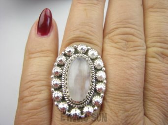 bpe9622 Biżuteria Orientalna !!! Piękny Pierścień Pierścionek Kamień Księżycowy r.18 Srebro 925 #