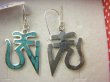 bke1271 Święty Symbol OM Amulet - Ochrona i Ozdoba Kolczyki inkrustowany TURKUS i KORAL Turkusy Srebro 925 - 5