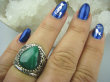 bpe5885 Obrączka Motyl - symbol siły i niezależności !!! Wygodny Piękny Pierścień zdobiona obrączka zielony MALACHIT - pobudza kreatywność r.17 Srebro 925 # - 4