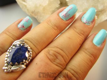 bpee4252 Czarodziejsko Piękny CUDOWNY Pierścień Pierścionek Szafir Indyjski w orientalnej oprawie Szafiry r.17 Srebro 925 #