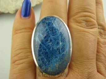 bpe3484 NOWOŚĆ Niebiańsko piękna GALAKTYKA cud natury niebieski Pierścień naturalny AZURYT r.19 Srebro 925 #