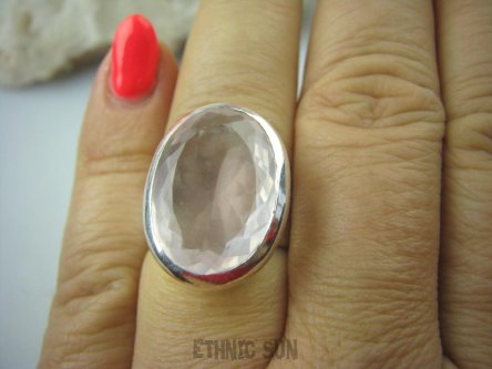 bpee2912 KLEJNOT - Piękny klasyczny Pierścień Kwarc Różowy - kamień mocnego Serca r.15 Srebro 925 #