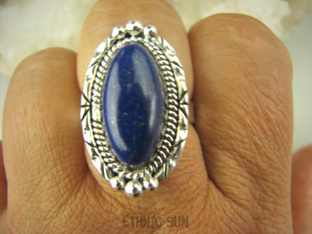 bpe7908 Orientalny Pierścień Królewski Lapis Lazuli - strażnik prawdy i mądrości r.21 Srebro 925 #