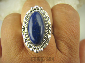 bpe7908 Orientalny Pierścień Królewski Lapis Lazuli - strażnik prawdy i mądrości r.21 Srebro 925 #