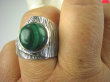 bpe6439 Śliczny Pierścień masywny zielony Malachit - pobudza kreatywność r.20 szeroka obrączka Srebro 925 # - 3