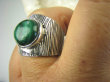 bpe6439 Śliczny Pierścień masywny zielony Malachit - pobudza kreatywność r.20 szeroka obrączka Srebro 925 # - 4