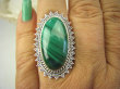 bpe8267 Przepiękny DUŻY Orientalny Pierścień Pierścionek naturalny zielony MALACHIT - pobudza kreatywność r.17 Srebro 925 # - 5