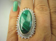 bpe8267 Przepiękny DUŻY Orientalny Pierścień Pierścionek naturalny zielony MALACHIT - pobudza kreatywność r.17 Srebro 925 # - 3