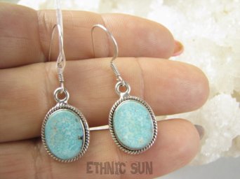 bke1245 Delikatne Lekkie Kolczyki z Turkusami TURKUSY Turkusowy TURKUS - opiekun ciała i duszy Srebro 925
