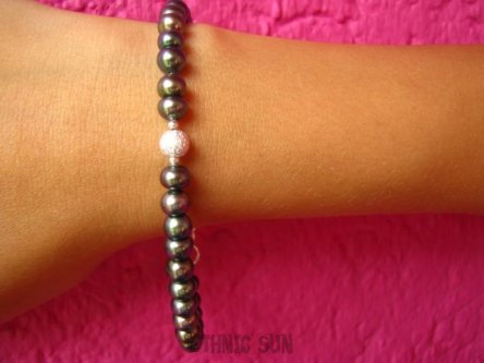 ab1025 PAWIA PIĘKNOŚĆ Magia Pereł Lux Bransoleta PERŁY PAWIE Srebro z Perłami