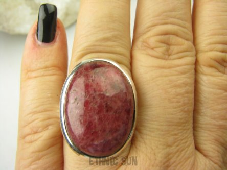 bpe8779 Klasyczny OKAZ Pierścień 14G Pierścionek RODONIT - Niepokój, stres, bóle głowy, skurcze r.17/ r.18 Srebro 925 #