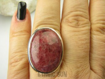 bpe8779 Klasyczny OKAZ Pierścień 14G Pierścionek RODONIT - Niepokój, stres, bóle głowy, skurcze r.17/ r.18 Srebro 925 #