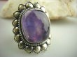 bpe3628 Egzotyczna Piękność !!! Orientalny Piękny Kwiat Pierścień z ametystem, AMETYST -  Kamień Mądrości, migrena bezsenność r.17 Srebro 925 # - 2