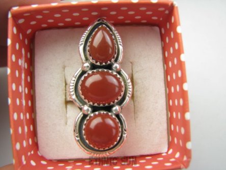 bpe9553 Orientalna Piękność Długi 3.8 cm cudownie zdobiony Pierścień Pierścionek Czerwony Onyks r.14 Srebro 925 #