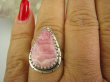bpe8051 Śliczna Pastelowa KROPLA delikatny Pierścień Różowy RODOCHROZYT - kamień miłości r.16 Srebro 925 # - 3