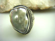 bpee2011 Duży Pierścień Naturalna hodowlana DUŻA OPALIZUJĄCA PERŁA BIWA r.15 Srebro 925 - 6