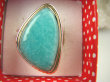 bpe6748 CUDOWNY Klasyczny Pierścień zielono-turkusowy Amazonit - Kamień Marzeń i realizacji r.17 lśniące Srebro 925 # - 2